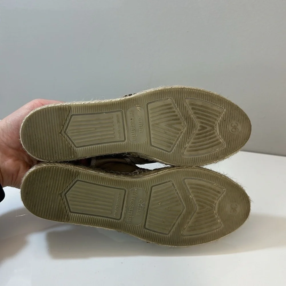 Anthropologie Gaimo Leather Slingback Espadrille Sandals Size 36(5.5)